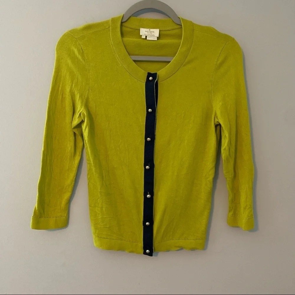 Women’s Kate Spade green silk blend button front Jeremy cardigan sweater size XS